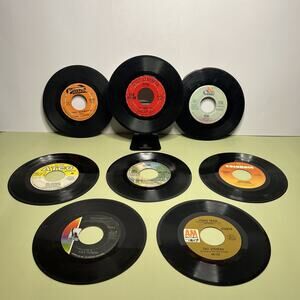 Lot of 9 Vintage 45 RPM Records • Mixed Artists & Titles • Eclectic Vinyl Set